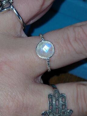 Dainty Faceted Moonstone Ring